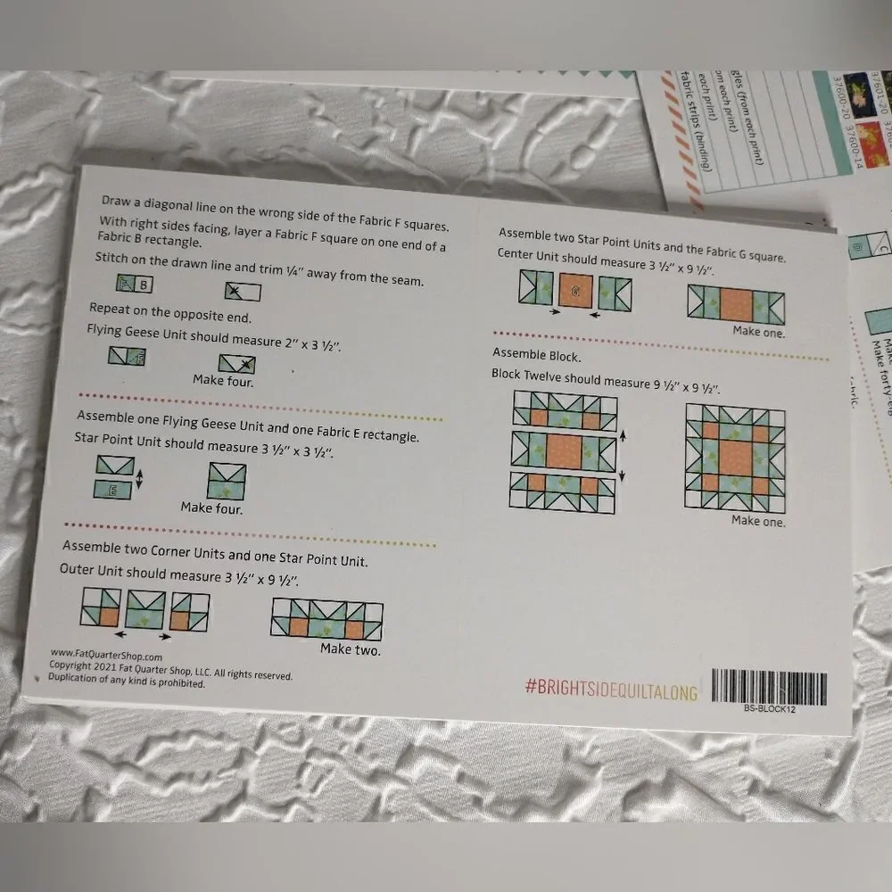 Quilt Along Pattern Cards